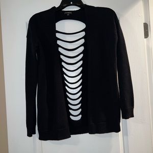 Black open cardigan